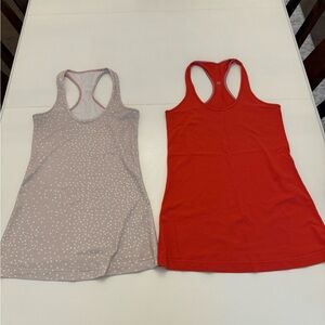 Lululemon Athletica Set of 2 Racerback Red and Gray Tank Tops Size 6